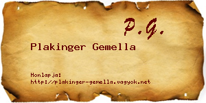 Plakinger Gemella névjegykártya